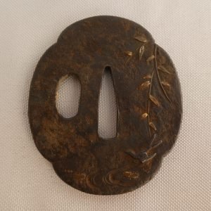 Japanese Tsuba (Sword Guard) for wakizashi. Edo period.