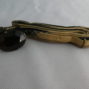 Japanese Edo period silk "obidome" to be fastened over a woman's obi (waist sash) with semi precious stone.