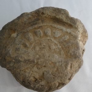 Japanese 1000 year old house roof decorative clay tile end ornament.