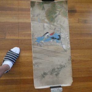 Japanese Early Edo period circa 1700 panel paintings approx 3' from a 4 panel set. 4 panel paintings total.