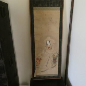 Japanese painting circa 1840 originally a scroll mounted to a silk covered board in 19th century