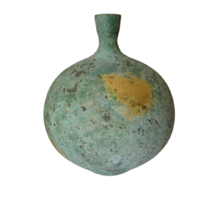 Copper Korean vase with gold leaf.